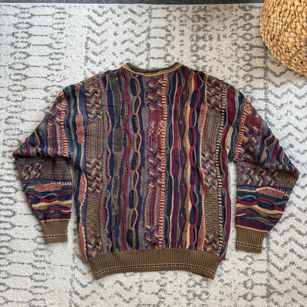 Vtg 1990s J Ferrar Cable Knit Coogi Inspired Sweater Size Medium - Picture 2 of 6